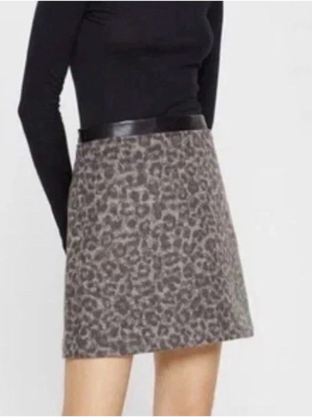 Club Monaco Gray Leopard A-Line Mini Skirt